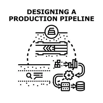 Designing a continuous production pipeline process illustration Stock Illustration
