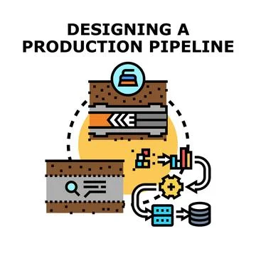 Designing a continuous production pipeline process illustration Stock Illustration