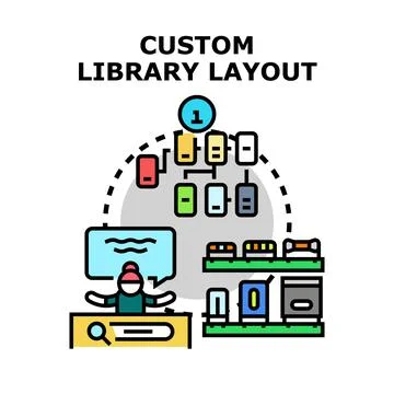 Designing custom library layout for content management system Stock Illustration