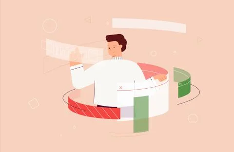 Designing Developing and programming technologies concept. Man programmer or Stock-Illustration