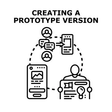 Designing digital application prototype version with user feedback Stock Illustration