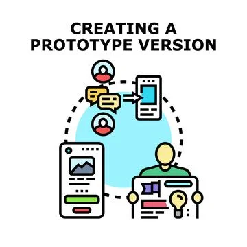 Designing digital application prototype version with user feedback Stock Illustration