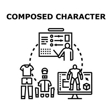 Designing digital character for game development and animation Illustrazione stock