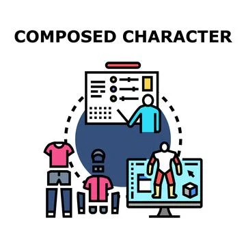Designing digital character for game development and animation Stock Illustration
