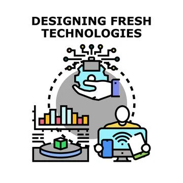 Designing fresh technologies for digital innovation development 库存插图