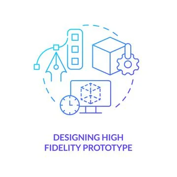 Designing high fidelity prototype blue gradient concept icon 스톡 일러스트