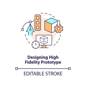 Designing high fidelity prototype concept icon Stock Illustration