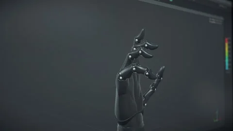 Designing High Tech Robotic Hands Using Desktop Drafting Project Program Stock Footage 240626444