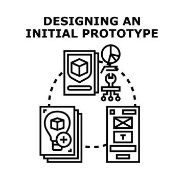Designing initial prototype for product development concept Stockillustratie