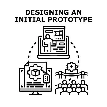 Designing initial prototype for product development and user testing Stockillustratie
