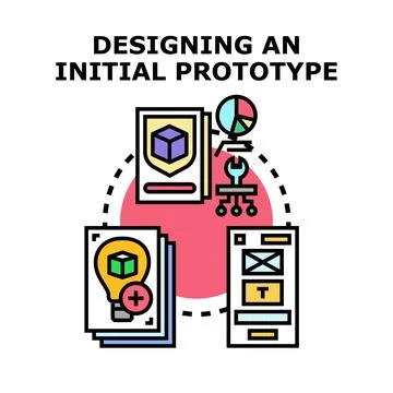Designing initial prototype for product development concept Stock Illustration