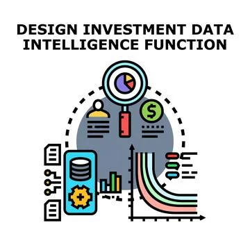 Designing investment data intelligence function analyzing information Stock Illustration