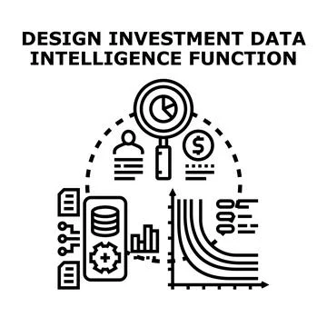 Designing investment data intelligence function analyzing information Stock Illustration