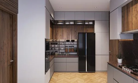 Designing a Luxurious Kitchen with High-End Appliances and Finishes Illustrazione stock