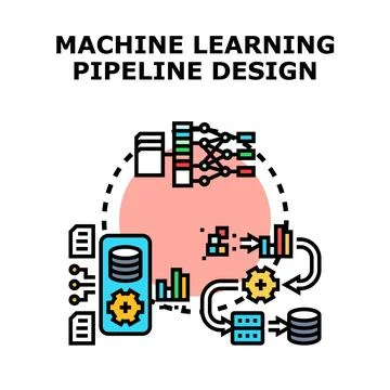 Designing machine learning pipeline for data processing Stock Illustration