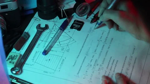 Designing mechanical parts by engineer Stock Footage 70061570