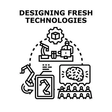 Designing new technologies and engineering development process Stock Illustration