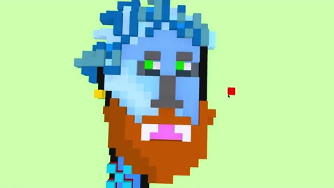 Designing an NFT punk creation in 3D software  Stock Footage 169636450