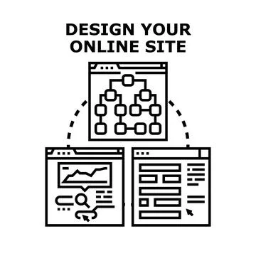 Designing online website interface, structure, and content イラスト素材