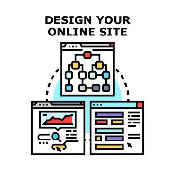 Designing online website interface, structure, and content Stock Illustration