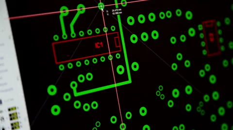 Designing printed circuit board with pcb layout software Stock Footage 42780816
