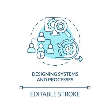 Designing systems and processes turquoise concept icon Illustrazione stock