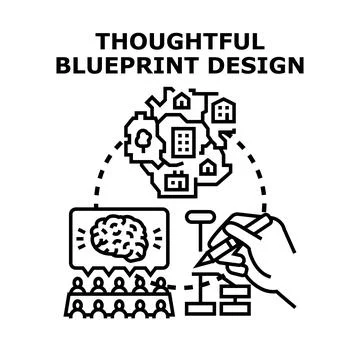 Designing thoughtful blueprint for urban development planning Illustration