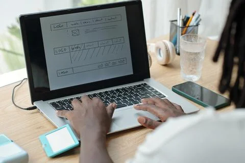 Designing User Interface on Laptop Screen 스톡 사진