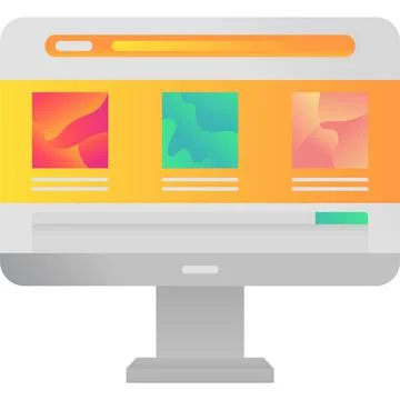 Designing on vector computer icon on white 스톡 일러스트