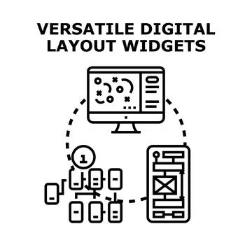 Designing versatile digital layout development process and widgets Illustrazione stock