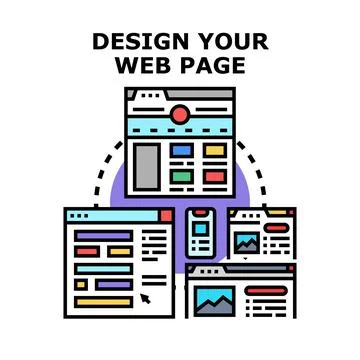 Designing web page layout for online presence Stock Illustration
