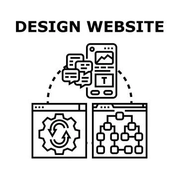 Designing website creating mobile web programming concept Illustration