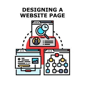 Designing a website page concept for user experience Stock Illustration