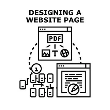 Designing a website page layout development process Stock Illustration