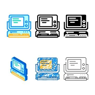 Designs computer pc retro gadget color icon vector Stock Illustration