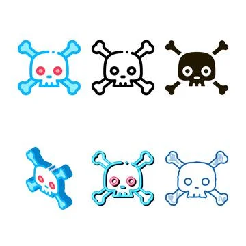 Designs cross bones skull icon vector outline Stock Illustration