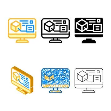 Designs digital model on computer screen color icon vector イラスト素材