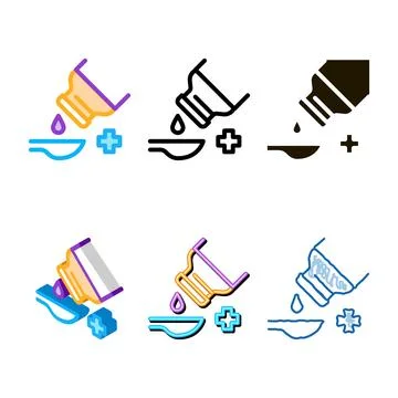 Designs drip syrup into spoon icon vector outline Illustrazione stock