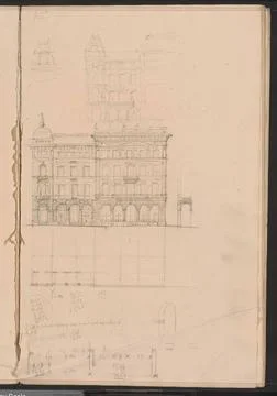 Designs for the facade of a building. Leaf 7 Recto from a sketchbook with ... Fotos de archivo