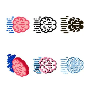 Designs fast think brain icon vector outline Stock Illustration