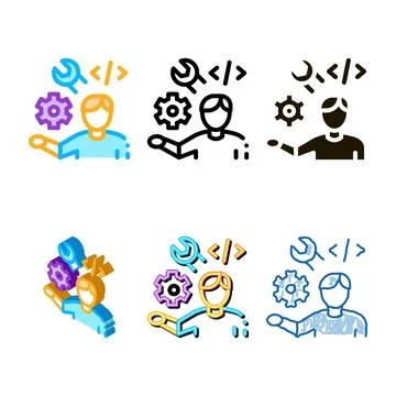 Designs front end developer icon vector outline 스톡 일러스트
