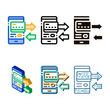 Designs payment by mobile phone vector thin line icon Stock Illustration