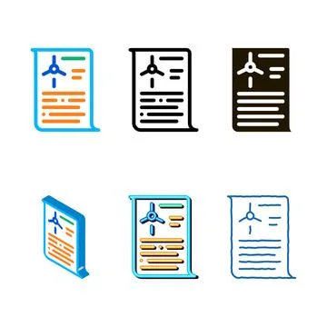 Designs wind energy technicians document icon vector outline イラスト素材