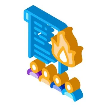 Desire to burn documents isometric icon vector illustration Stock Illustration