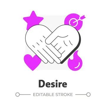 Desire flat outline concept icon Stock Illustration