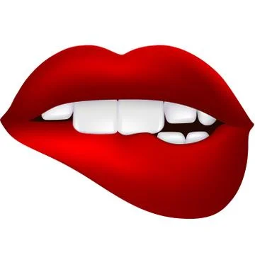 Desire red lips isolated. 3D design. Shadows effect. Stock Illustration