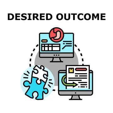 Desired outcome achieving solution with data analysis Stock Illustration