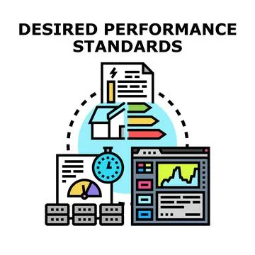 Desired performance standards achieving quality and efficiency goals Stock Illustration