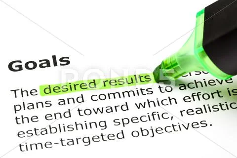 'desired results', under 'goals' Stock Photos