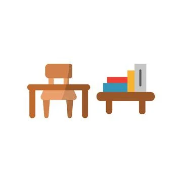 Desk and book self set icon vector Stock Illustration